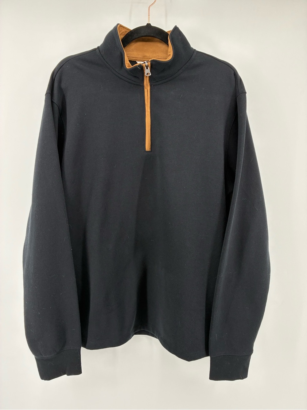 Joe Fresh Black Quarter-Zip Sweater with Tan Trim